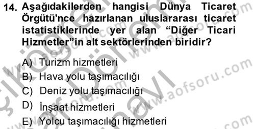 Hizmetler Ekonomisi Dersi 2013 - 2014 Yılı (Final) Dönem Sonu Sınav Soruları 14. Soru