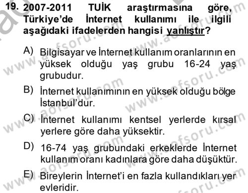 Hizmetler Ekonomisi Dersi 2013 - 2014 Yılı (Final) Dönem Sonu Sınav Soruları 19. Soru