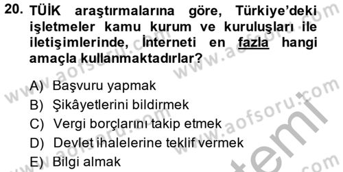 Hizmetler Ekonomisi Dersi 2013 - 2014 Yılı (Final) Dönem Sonu Sınav Soruları 20. Soru