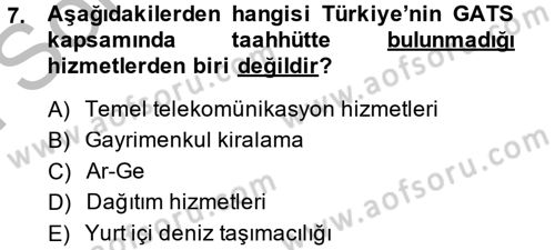 Hizmetler Ekonomisi Dersi 2013 - 2014 Yılı (Final) Dönem Sonu Sınav Soruları 7. Soru