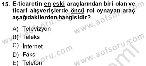 Hizmetler Ekonomisi Dersi 2013 - 2014 Yılı Tek Ders Sınav Soruları 15. Soru