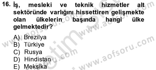 Hizmetler Ekonomisi Dersi 2013 - 2014 Yılı Tek Ders Sınav Soruları 16. Soru