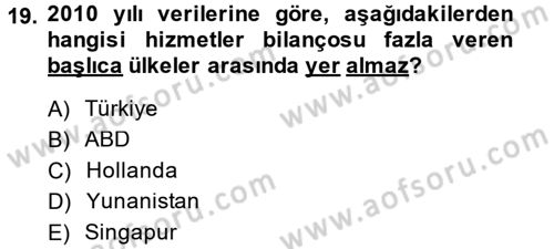 Hizmetler Ekonomisi Dersi 2013 - 2014 Yılı Tek Ders Sınav Soruları 19. Soru