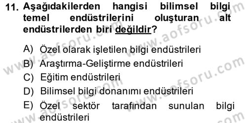 Hizmetler Ekonomisi Dersi 2014 - 2015 Yılı (Vize) Ara Sınav Soruları 11. Soru