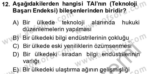 Hizmetler Ekonomisi Dersi 2014 - 2015 Yılı (Vize) Ara Sınav Soruları 12. Soru