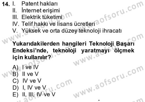 Hizmetler Ekonomisi Dersi 2014 - 2015 Yılı (Vize) Ara Sınav Soruları 14. Soru