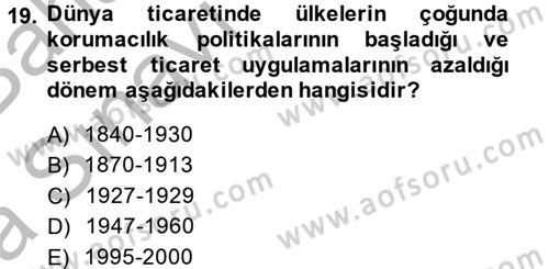 Hizmetler Ekonomisi Dersi 2014 - 2015 Yılı (Vize) Ara Sınav Soruları 19. Soru