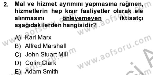 Hizmetler Ekonomisi Dersi 2014 - 2015 Yılı (Vize) Ara Sınav Soruları 2. Soru