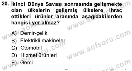 Hizmetler Ekonomisi Dersi 2014 - 2015 Yılı (Vize) Ara Sınav Soruları 20. Soru