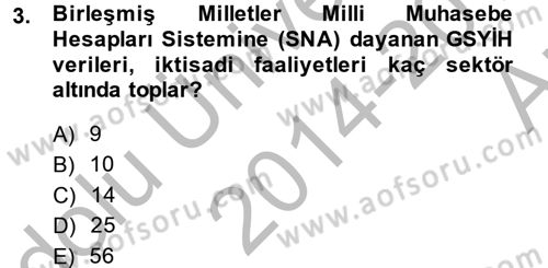 Hizmetler Ekonomisi Dersi 2014 - 2015 Yılı (Vize) Ara Sınav Soruları 3. Soru