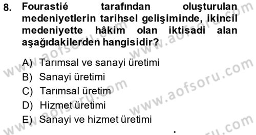 Hizmetler Ekonomisi Dersi 2014 - 2015 Yılı (Vize) Ara Sınav Soruları 8. Soru