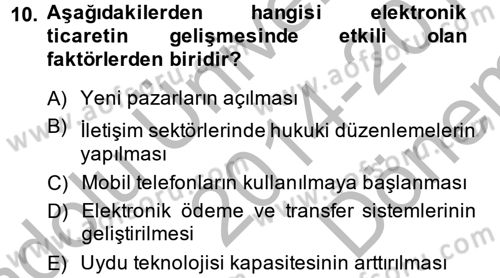 Hizmetler Ekonomisi Dersi 2014 - 2015 Yılı (Final) Dönem Sonu Sınav Soruları 10. Soru