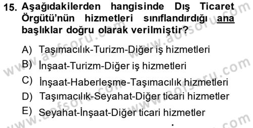 Hizmetler Ekonomisi Dersi 2014 - 2015 Yılı (Final) Dönem Sonu Sınav Soruları 15. Soru