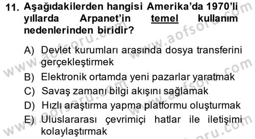 Hizmetler Ekonomisi Dersi 2014 - 2015 Yılı Tek Ders Sınav Soruları 11. Soru