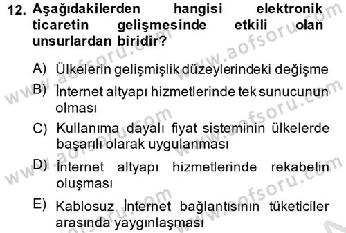Hizmetler Ekonomisi Dersi 2014 - 2015 Yılı Tek Ders Sınav Soruları 12. Soru