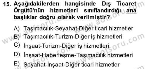 Hizmetler Ekonomisi Dersi 2014 - 2015 Yılı Tek Ders Sınav Soruları 15. Soru