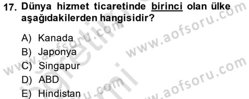 Hizmetler Ekonomisi Dersi 2014 - 2015 Yılı Tek Ders Sınav Soruları 17. Soru