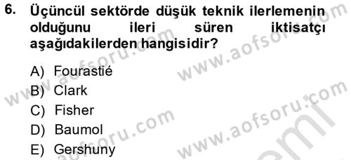 Hizmetler Ekonomisi Dersi 2014 - 2015 Yılı Tek Ders Sınav Soruları 6. Soru