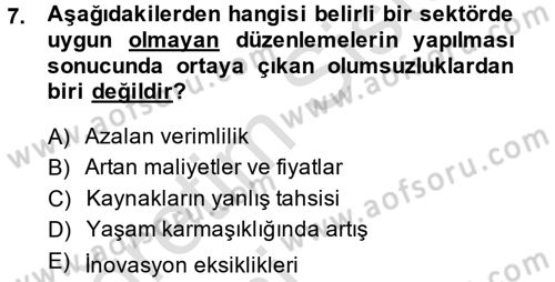 Hizmetler Ekonomisi Dersi 2014 - 2015 Yılı Tek Ders Sınav Soruları 7. Soru
