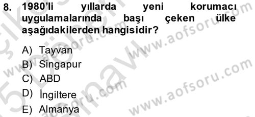Hizmetler Ekonomisi Dersi 2014 - 2015 Yılı Tek Ders Sınav Soruları 8. Soru