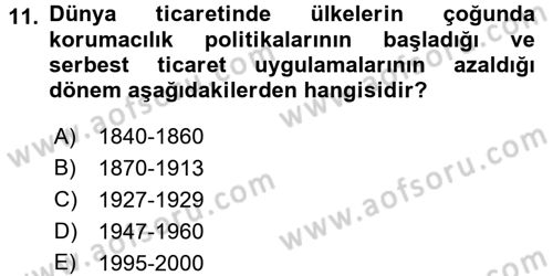 Hizmetler Ekonomisi Dersi 2015 - 2016 Yılı (Vize) Ara Sınav Soruları 11. Soru