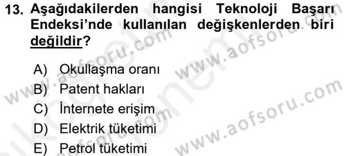 Hizmetler Ekonomisi Dersi 2015 - 2016 Yılı (Vize) Ara Sınav Soruları 13. Soru