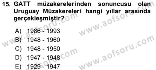 Hizmetler Ekonomisi Dersi 2015 - 2016 Yılı (Vize) Ara Sınav Soruları 15. Soru