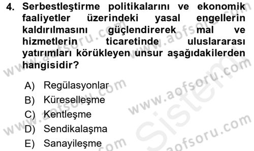 Hizmetler Ekonomisi Dersi 2015 - 2016 Yılı (Vize) Ara Sınav Soruları 4. Soru