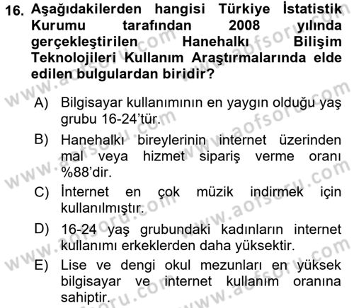 Hizmetler Ekonomisi Dersi 2015 - 2016 Yılı (Final) Dönem Sonu Sınav Soruları 16. Soru