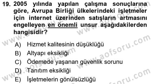 Hizmetler Ekonomisi Dersi 2015 - 2016 Yılı (Final) Dönem Sonu Sınav Soruları 19. Soru