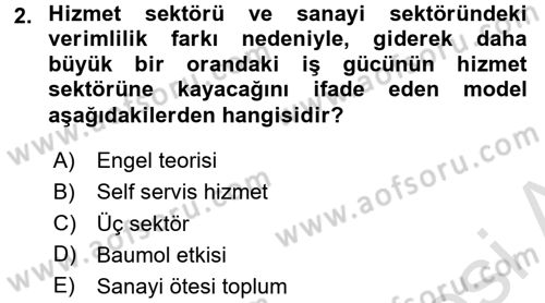 Hizmetler Ekonomisi Dersi 2015 - 2016 Yılı (Final) Dönem Sonu Sınav Soruları 2. Soru