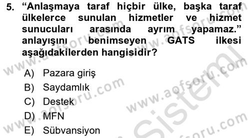 Hizmetler Ekonomisi Dersi 2015 - 2016 Yılı (Final) Dönem Sonu Sınav Soruları 5. Soru