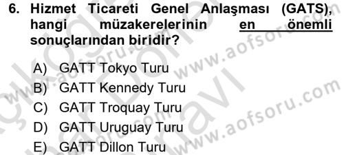 Hizmetler Ekonomisi Dersi 2015 - 2016 Yılı (Final) Dönem Sonu Sınav Soruları 6. Soru