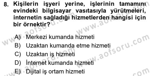 Hizmetler Ekonomisi Dersi 2015 - 2016 Yılı (Final) Dönem Sonu Sınav Soruları 8. Soru