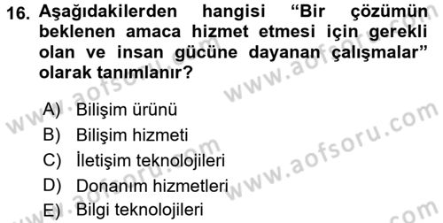Hizmetler Ekonomisi Dersi 2015 - 2016 Yılı Tek Ders Sınav Soruları 16. Soru