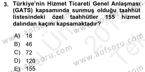 Hizmetler Ekonomisi Dersi 2015 - 2016 Yılı Tek Ders Sınav Soruları 3. Soru
