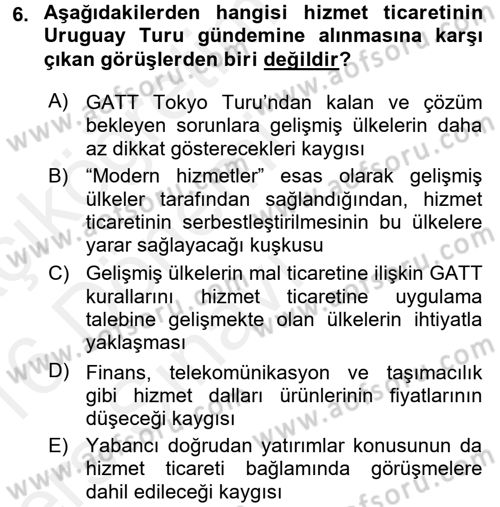 Hizmetler Ekonomisi Dersi 2015 - 2016 Yılı Tek Ders Sınav Soruları 6. Soru