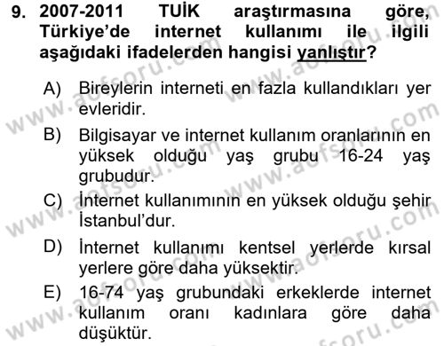 Hizmetler Ekonomisi Dersi 2015 - 2016 Yılı Tek Ders Sınav Soruları 9. Soru