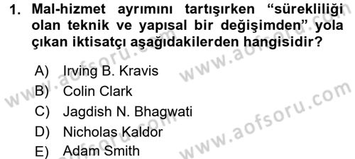 Hizmetler Ekonomisi Dersi 2016 - 2017 Yılı 3 Ders Sınav Soruları 1. Soru