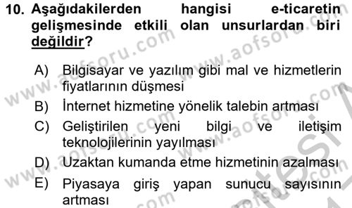 Hizmetler Ekonomisi Dersi 2016 - 2017 Yılı 3 Ders Sınav Soruları 10. Soru