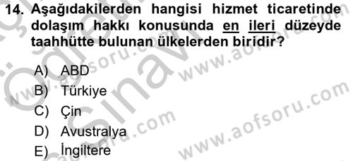 Hizmetler Ekonomisi Dersi 2016 - 2017 Yılı 3 Ders Sınav Soruları 14. Soru