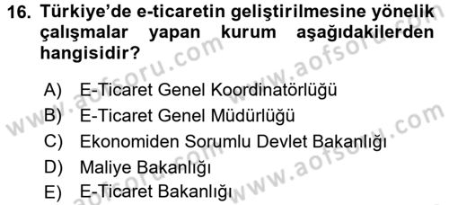 Hizmetler Ekonomisi Dersi 2016 - 2017 Yılı 3 Ders Sınav Soruları 16. Soru
