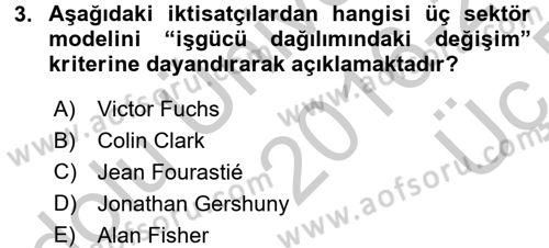 Hizmetler Ekonomisi Dersi 2016 - 2017 Yılı 3 Ders Sınav Soruları 3. Soru