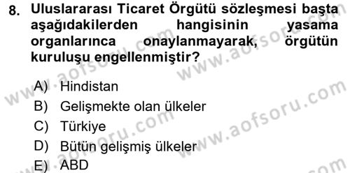 Hizmetler Ekonomisi Dersi 2016 - 2017 Yılı 3 Ders Sınav Soruları 8. Soru