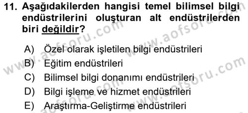 Hizmetler Ekonomisi Dersi 2016 - 2017 Yılı (Vize) Ara Sınav Soruları 11. Soru