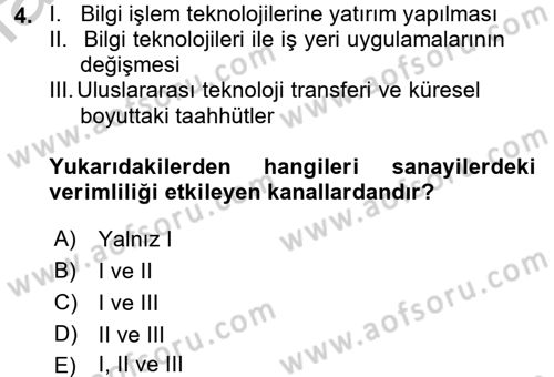 Hizmetler Ekonomisi Dersi 2016 - 2017 Yılı (Vize) Ara Sınav Soruları 4. Soru
