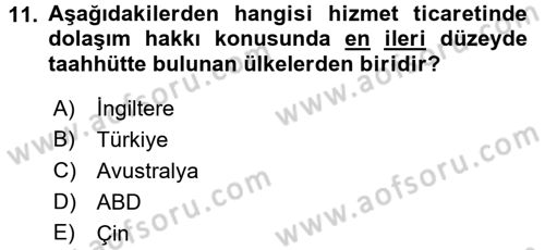 Hizmetler Ekonomisi Dersi 2016 - 2017 Yılı (Final) Dönem Sonu Sınav Soruları 11. Soru