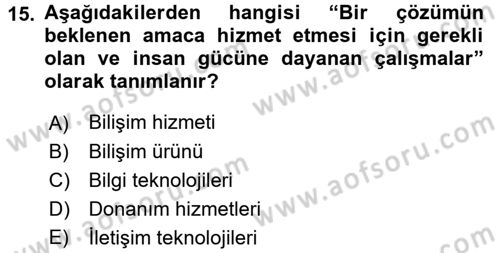 Hizmetler Ekonomisi Dersi 2016 - 2017 Yılı (Final) Dönem Sonu Sınav Soruları 15. Soru