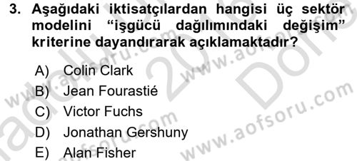 Hizmetler Ekonomisi Dersi 2016 - 2017 Yılı (Final) Dönem Sonu Sınav Soruları 3. Soru