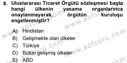 Hizmetler Ekonomisi Dersi 2016 - 2017 Yılı (Final) Dönem Sonu Sınav Soruları 8. Soru